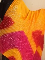 Red, Yellow, Magenta polysilk Bandhani Dupatta