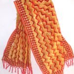 Red Zig zag fulkari on yellow dupatta
