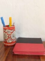 Red, White Tholu Bommalata Pen holder