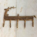 Reindeer Figurine 5 hook Brass Hanger