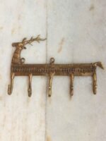 Reindeer Figurine 5 hook Brass Hanger