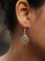 Handcarved rhomboid Silver Earrings - Image 2
