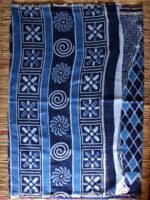 Rhomboid Block-Printed Indigo Chanderi Sari - Image 3