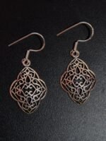 Handcarved rhomboid Silver Earrings - Image 3