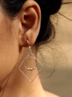 Beauty of Geometry Pure Silver dangle Earrings - Image 2