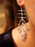 Rose Quartz Pure Silver chandelier Earrings - Image 2