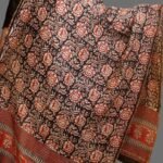 Black, Red Bagru printed Chanderi Dupatta