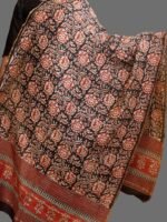 Black, Red Bagru printed Chanderi Dupatta