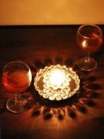 Round, crystal Tea-light Candle holder