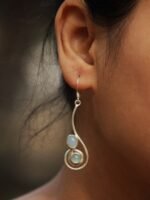 Handmade, Blue-stone silver earrings - Image 3