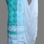 Sea-green and white Chikankari 3pc Ladies Suit