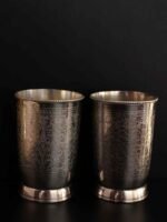 Silver Plated carved metal tumbler glass set - Image 2