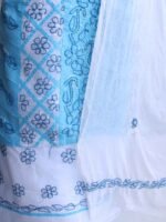 Sky-Blue and White Cotton Chikankari 3pc Ladies Suit - Image 2