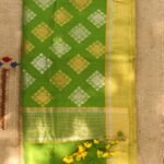 Golden, Silver Zariwork Pear Green Chanderi Sari