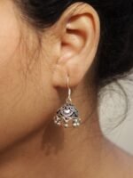 Silver Bells- Ethnic Silver Jhumki Earrings - Image 2