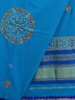 Firozi-Blue Ahir Handembroidered woolen Shawl - Image 2