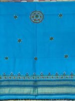 Turquoise blue, Suf-Embroidered Mirrorwork Shawl - Image 3