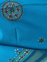 Turquoise blue, Suf-Embroidered Mirrorwork Shawl - Image 2