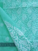 Turquoise Green Cotton Chikankari Ladies suit - Image 3