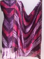 Voilet, white & Pink Shibori chanderi dress-material
