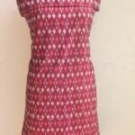 Wine-red mercerized cotton Ikat kurta fabric