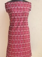 Wine-red mercerized cotton Ikat kurta fabric