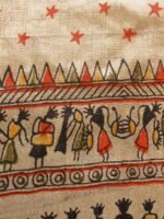 Warli printed Tussar-ghicha Silk Stole - Image 3