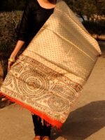 Warli printed Tussar-ghicha Silk Stole - Image 2