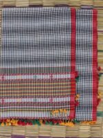 White and Black Checked Bhujodi cotton Dupatta - Image 2