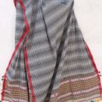 White and Black Checked Bhujodi cotton Dupatta