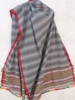White and Black Checked Bhujodi cotton Dupatta