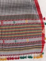 White and Black Checked Bhujodi cotton Dupatta - Image 3