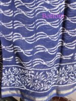 White Block-Printed Indigo Chanderi 3pc Ladies suit - Image 3