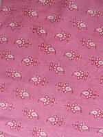 White and Pink Sanganeri Print cotton fabric - Image 2