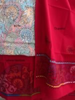 White and Red Kanthawork cotton Dress-material - Image 2