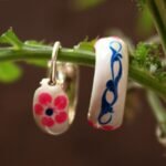 White Enamelled Silver Hoop Earrings