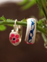 White Enamelled Silver Hoop Earrings