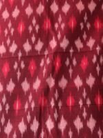 Wine-red mercerized cotton Ikat kurta fabric - Image 2