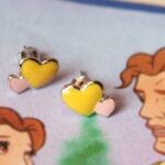 Yellow and Pink Heart Shape Silver Earrings