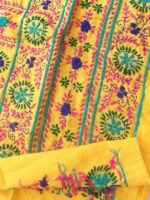 Yellow Fulkari Cotton Salwar Fabric - Image 3