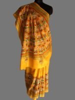 KanthaWork Handembroidered Yellow Silk Sari - Image 3