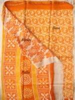Yellow and Orange Block Printed Chanderi Sari - Image 2
