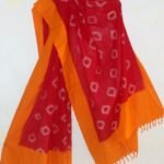 Red and yellow missing thread Ikkat Dupatta