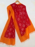 Red and yellow missing thread Ikkat Dupatta