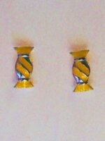 Yellow Enamelled Toffee Shaped Silver Stud Earrings - Image 2