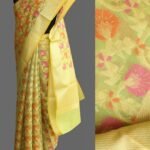 Yellowish-Green Kora Banarasi Sari