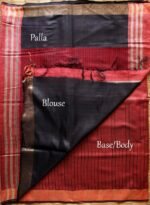Extra weft design Red Black Silk-Cotton Sari - Image 4