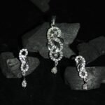 Zircon fitted Silver Pendant- Earrings Set