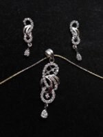 Zircon fitted Silver Pendant- Earrings Set - Image 2