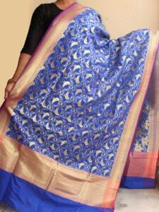 Bird-motif-blue-banarasi-dupatta-Shilphaat